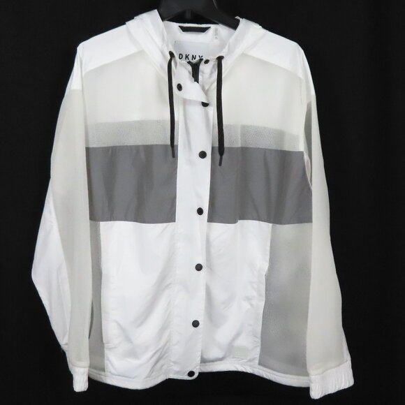 DKNY White and Gray Windbreaker Jacket Sz. XL - Picture 1 of 16